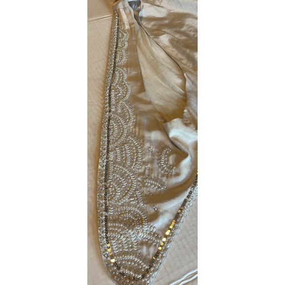 Maverick Fine Western Wear Vest Women’s L Beige Beaded Sequin Chiffon Boho Chic - Picture 5 of 13